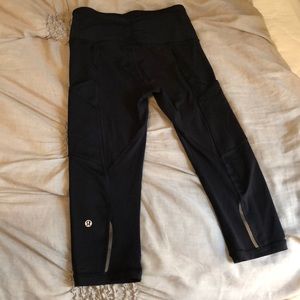 Lululemon leggings, cropped with mesh inserts